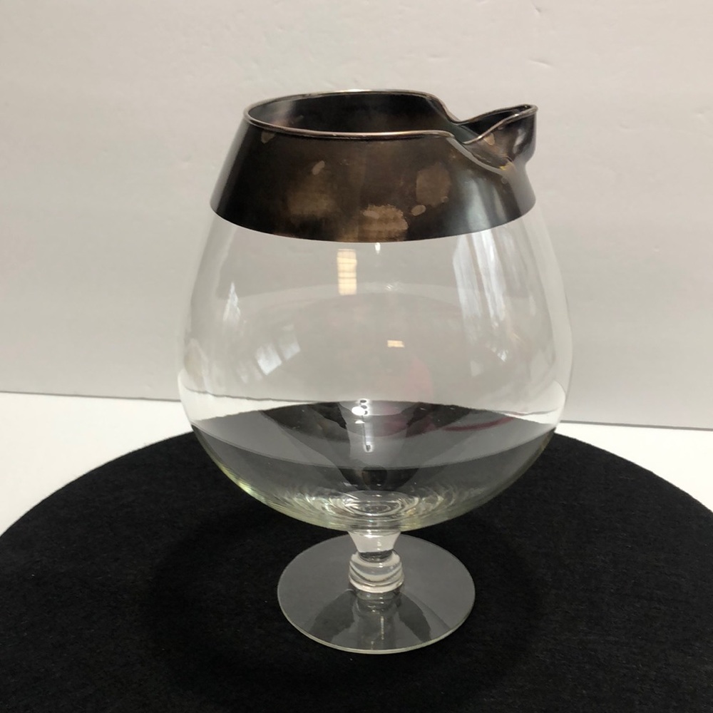 Dorothy Thorpe Vintage Mid Century Modern Silver Band Glass Martini Pitcher